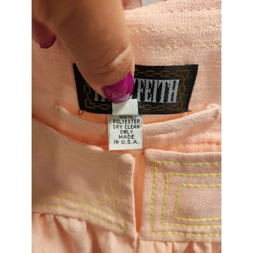Tracy Feith Three Quarter Sleeve Knit Mini Dress Pink Neon Yellow Sz XS - Picture 4 of 9
